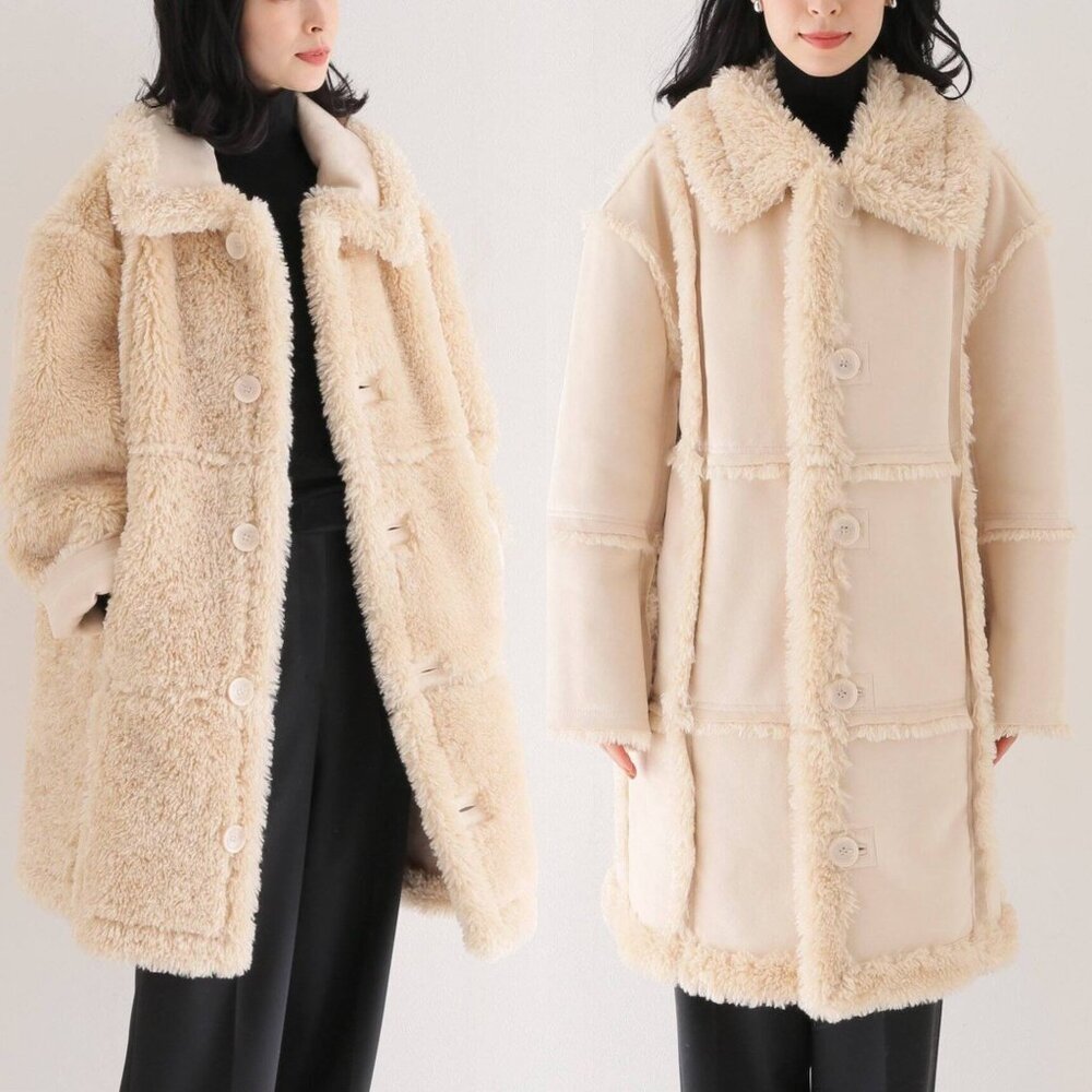 NWT Stand Studio Samira Reversible Coat Faux Fur Suede Size 34